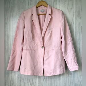 LOFT Pink Linen Blend One Button Blazer Size 10 EUC